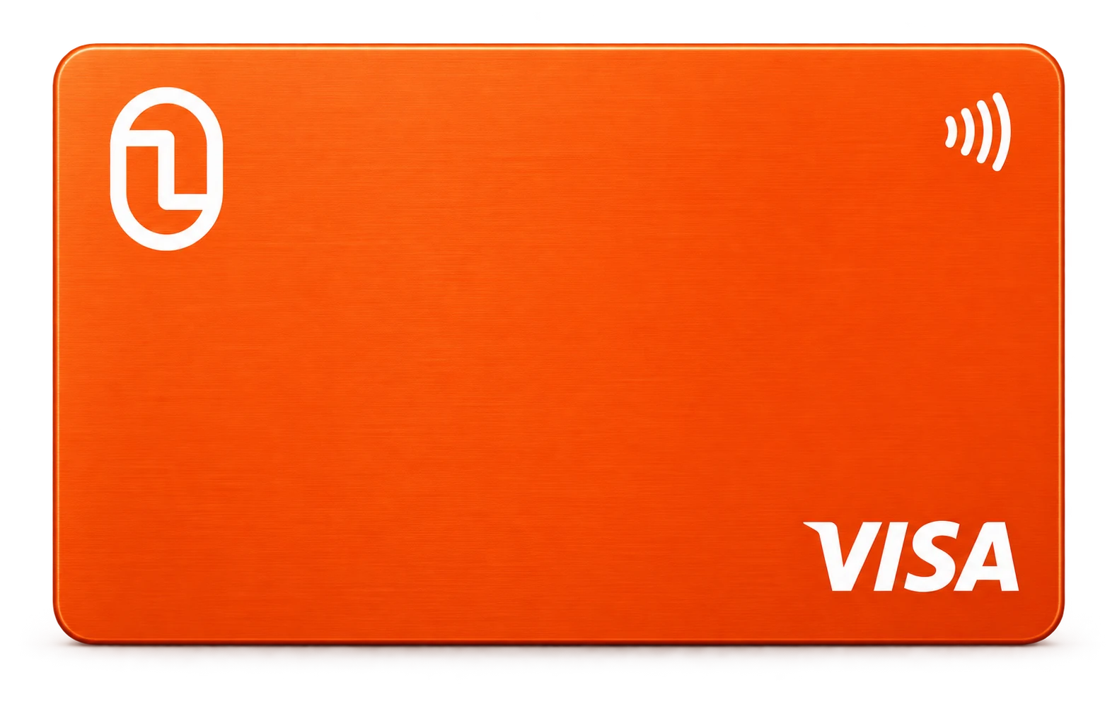 Front-facing orange Finyon Pay Visa card with a satin finish